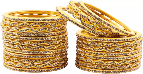 Lac Bangle Lahthi Handmade Bangle set Traditional Bangles Lakh (24 Pieces set)Yellow