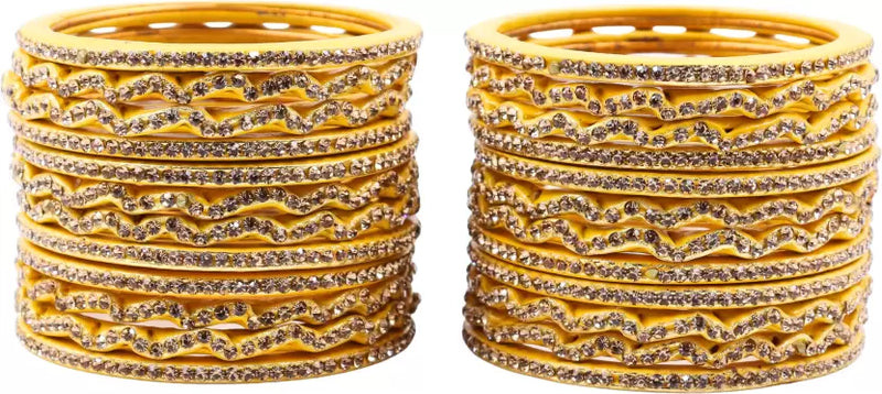 Lac Bangle Lahthi Handmade Bangle set Traditional Bangles Lakh (24 Pieces set)Yellow