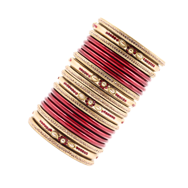 Lac Bangle Lahthi Handmade Bangle set Traditional Bangles Lakh chuda(20 Pieces set)Maroon