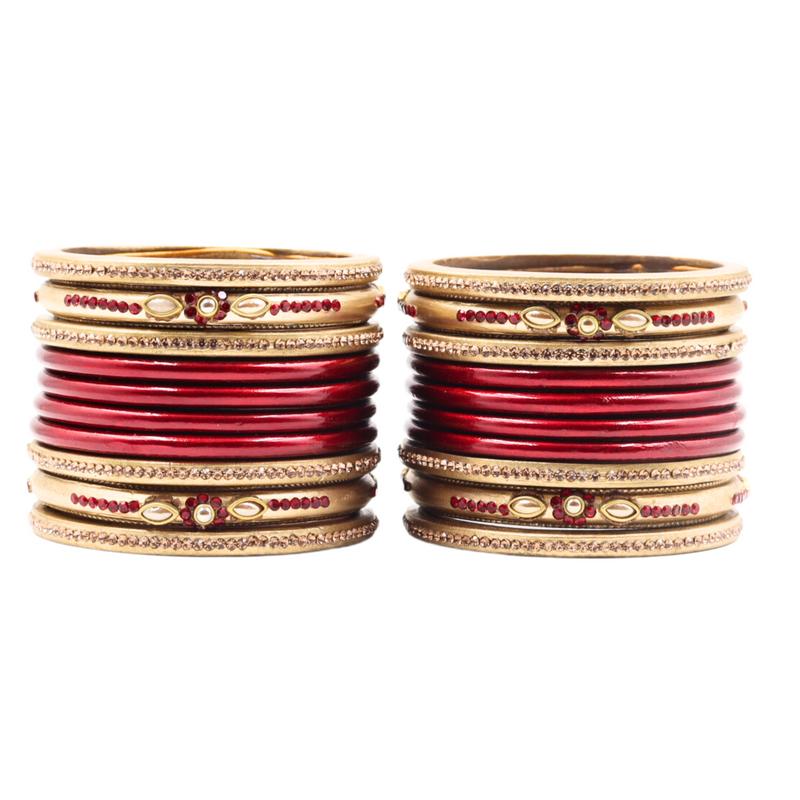 Lac Bangle Lahthi Handmade Bangle set Traditional Bangles Lakh chuda(20 Pieces set)Maroon