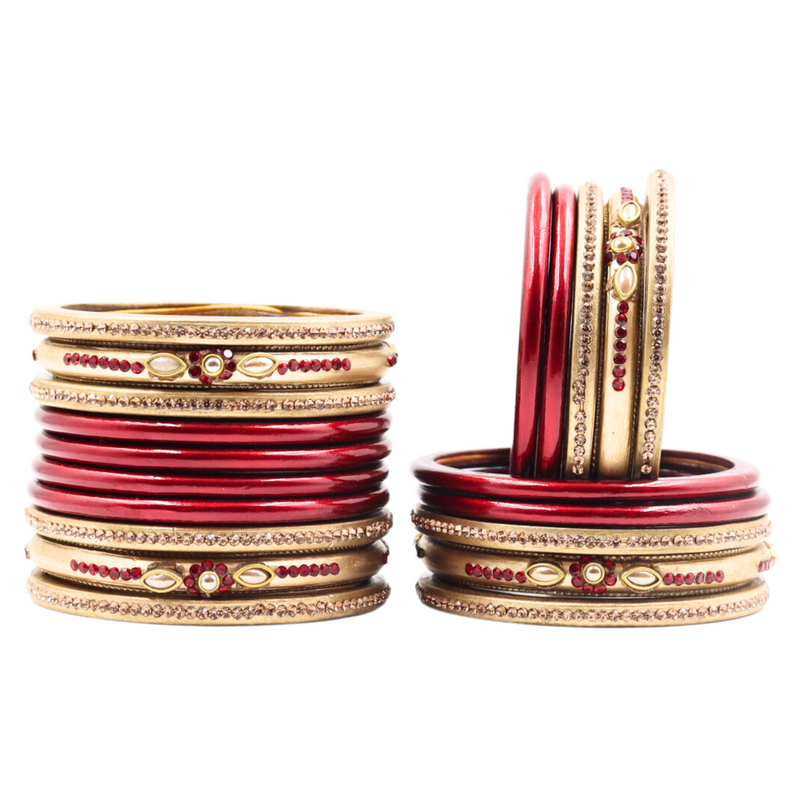 Lac Bangle Lahthi Handmade Bangle set Traditional Bangles Lakh chuda(20 Pieces set)Maroon