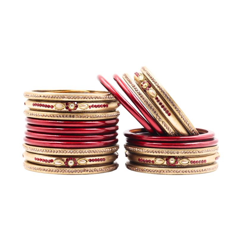 Lac Bangle Lahthi Handmade Bangle set Traditional Bangles Lakh chuda(20 Pieces set)Maroon