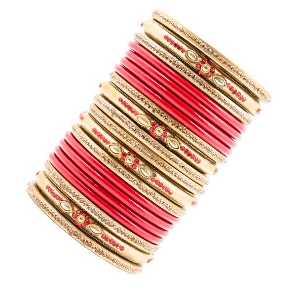 Lac Bangle Lahthi Handmade Bangle set Traditional Bangles Lakh chuda(20 Pieces set)Red