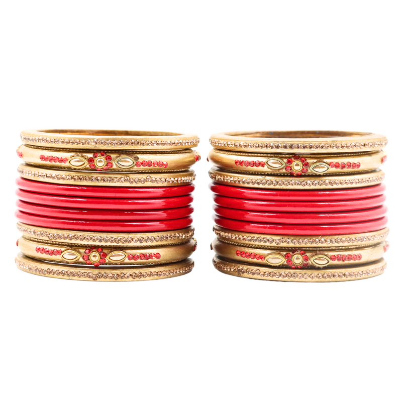 Lac Bangle Lahthi Handmade Bangle set Traditional Bangles Lakh chuda(20 Pieces set)Red