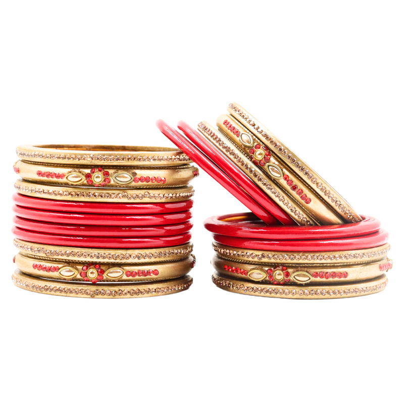 Lac Bangle Lahthi Handmade Bangle set Traditional Bangles Lakh chuda(20 Pieces set)Red