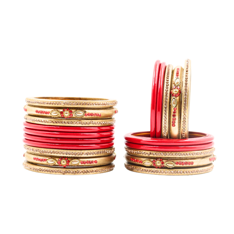 Lac Bangle Lahthi Handmade Bangle set Traditional Bangles Lakh chuda(20 Pieces set)Red