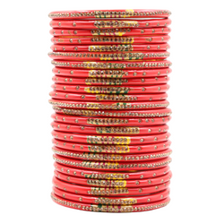 Lac Bangle Lahthi Handmade Bangle set Traditional Bangles Lakh chudi(24 Pieces set)Red