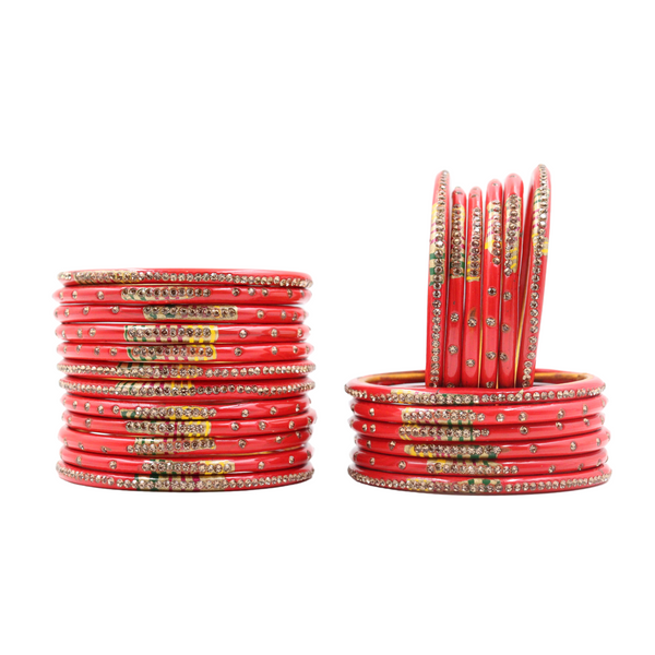 Lac Bangle Lahthi Handmade Bangle set Traditional Bangles Lakh chudi(24 Pieces set)Red