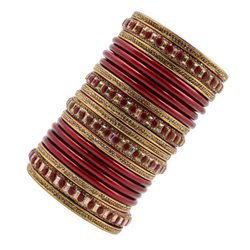 Lac Bangle Lahthi Handmade Bangle set Traditional Bangles Lakh chudi stoned(20 Pieces set)Maroon