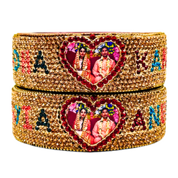 Customized Name and Photo Lac Bangles Handmade Lakh Bangle Lahthi Kada 2 Pieces set