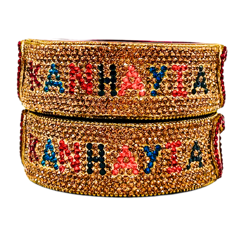 Customized Name and Photo Lac Bangles Handmade Lakh Bangle Lahthi Kada 2 Pieces set