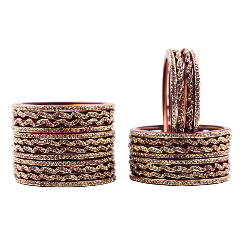 Lac Bangle Lahthi Handmade Bangle set Traditional Bangles Lakh chuda(24 Pieces set)Maroon