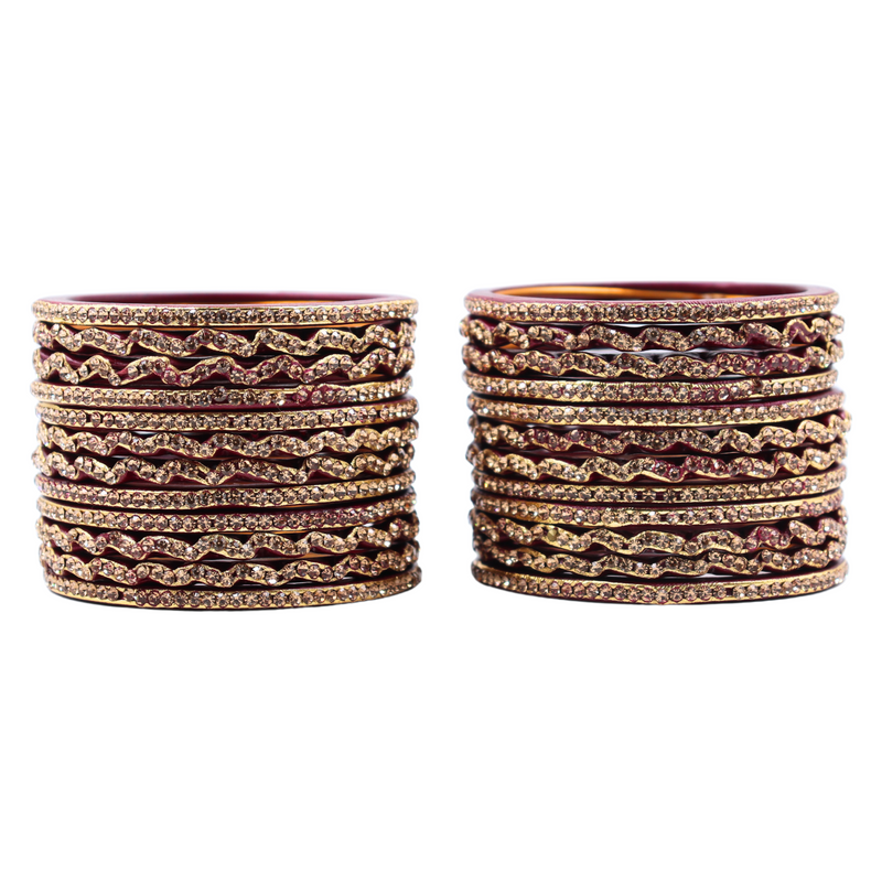 Lac Bangle Lahthi Handmade Bangle set Traditional Bangles Lakh chuda(24 Pieces set)Maroon