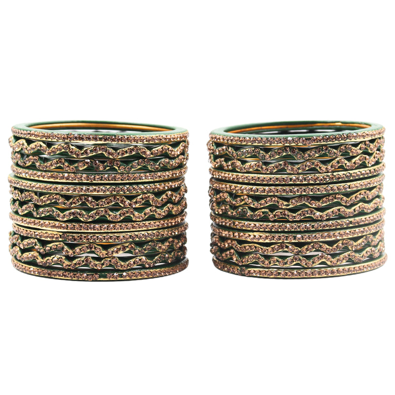 Lac Bangle Lahthi Handmade Bangle set Traditional Bangles Lakh (24 Pieces set)Green