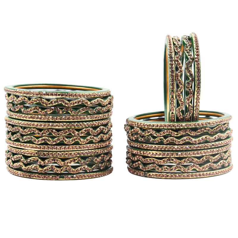 Lac Bangle Lahthi Handmade Bangle set Traditional Bangles Lakh (24 Pieces set)Green