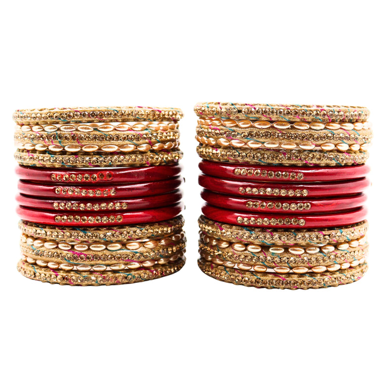 Lac Bangle Lahthi Handmade Bangle set Traditional Bangles Lakh chudi(20 Pieces set)Red