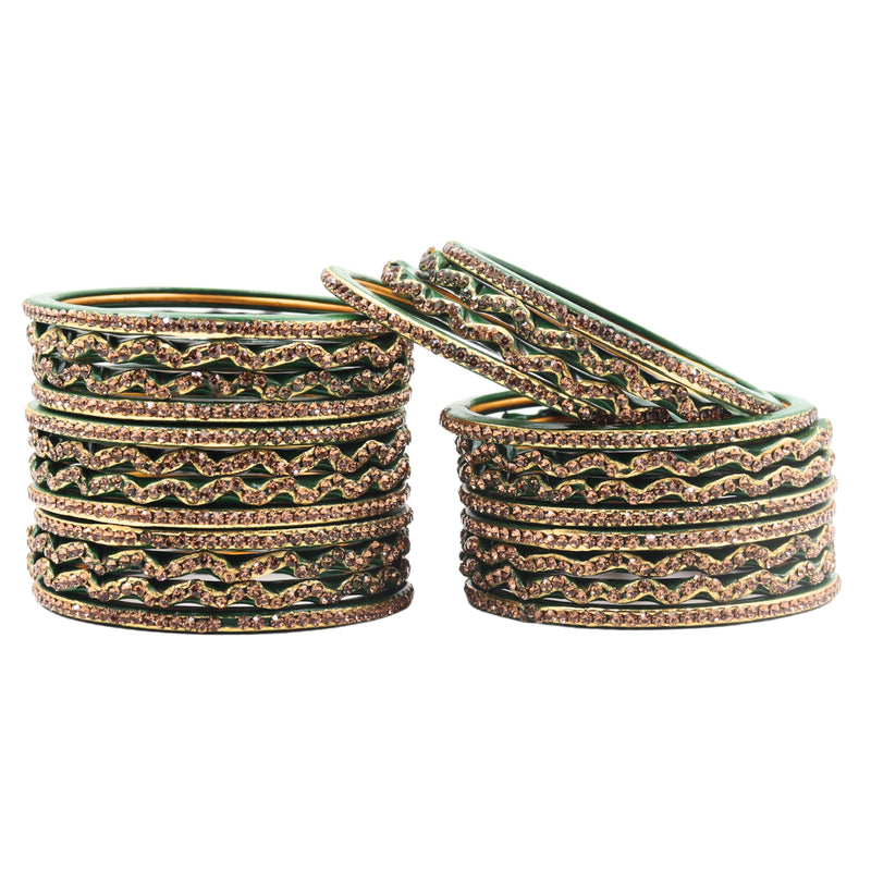 Lac Bangle Lahthi Handmade Bangle set Traditional Bangles Lakh (24 Pieces set)Green