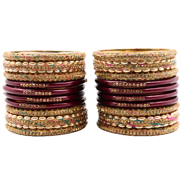 Lac Bangle Lahthi Handmade Bangle set Traditional Bangles Lakh chudi(20 Pieces set)Maroon