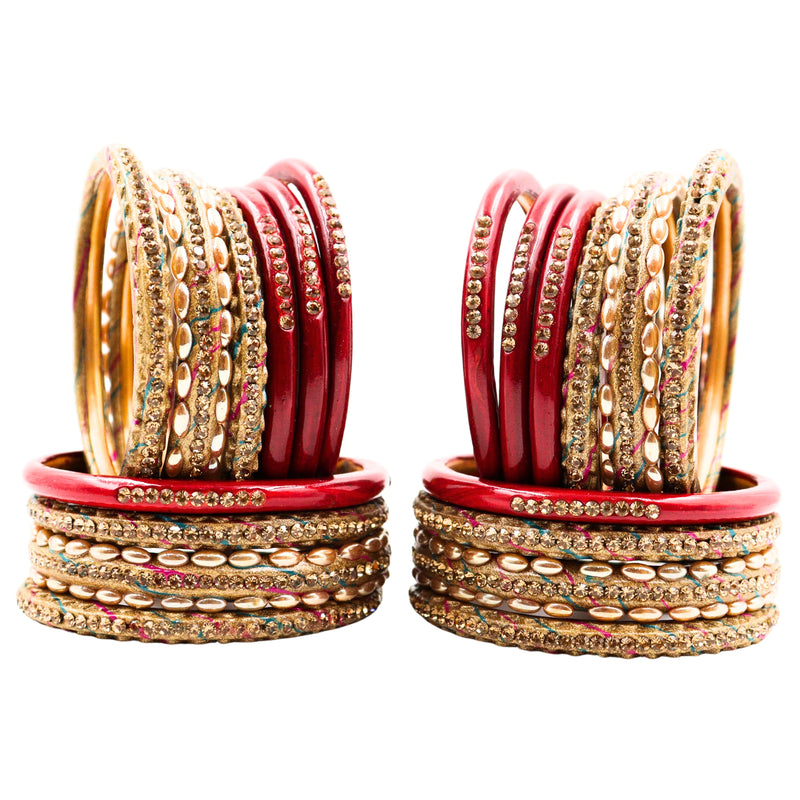 Lac Bangle Lahthi Handmade Bangle set Traditional Bangles Lakh chudi(20 Pieces set)Red