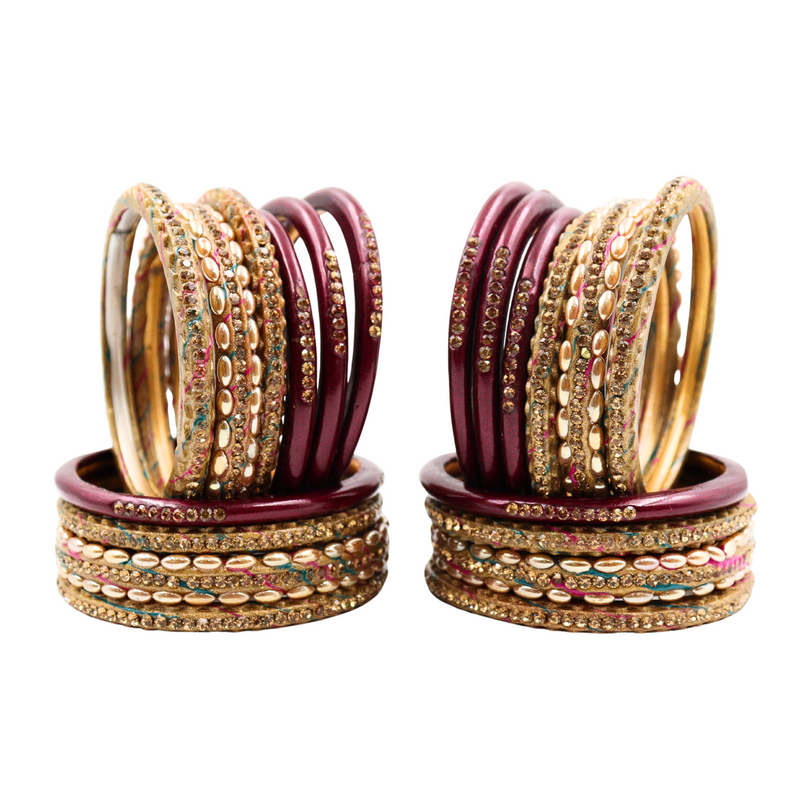 Lac Bangle Lahthi Handmade Bangle set Traditional Bangles Lakh chudi(20 Pieces set)Maroon