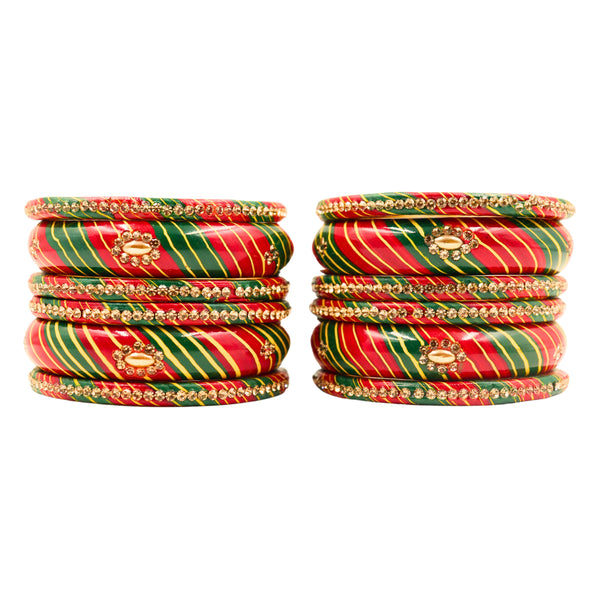 Lac Bangle Lahthi Handmade Bangle set Traditional Bangles Lakh choodi(12 Pieces set)Red