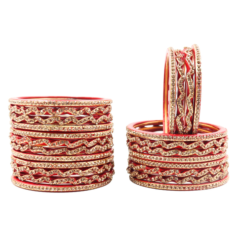 Lac Bangle Lahthi Handmade Bangle set Traditional Bangles Lakh (24 Pieces set)Red